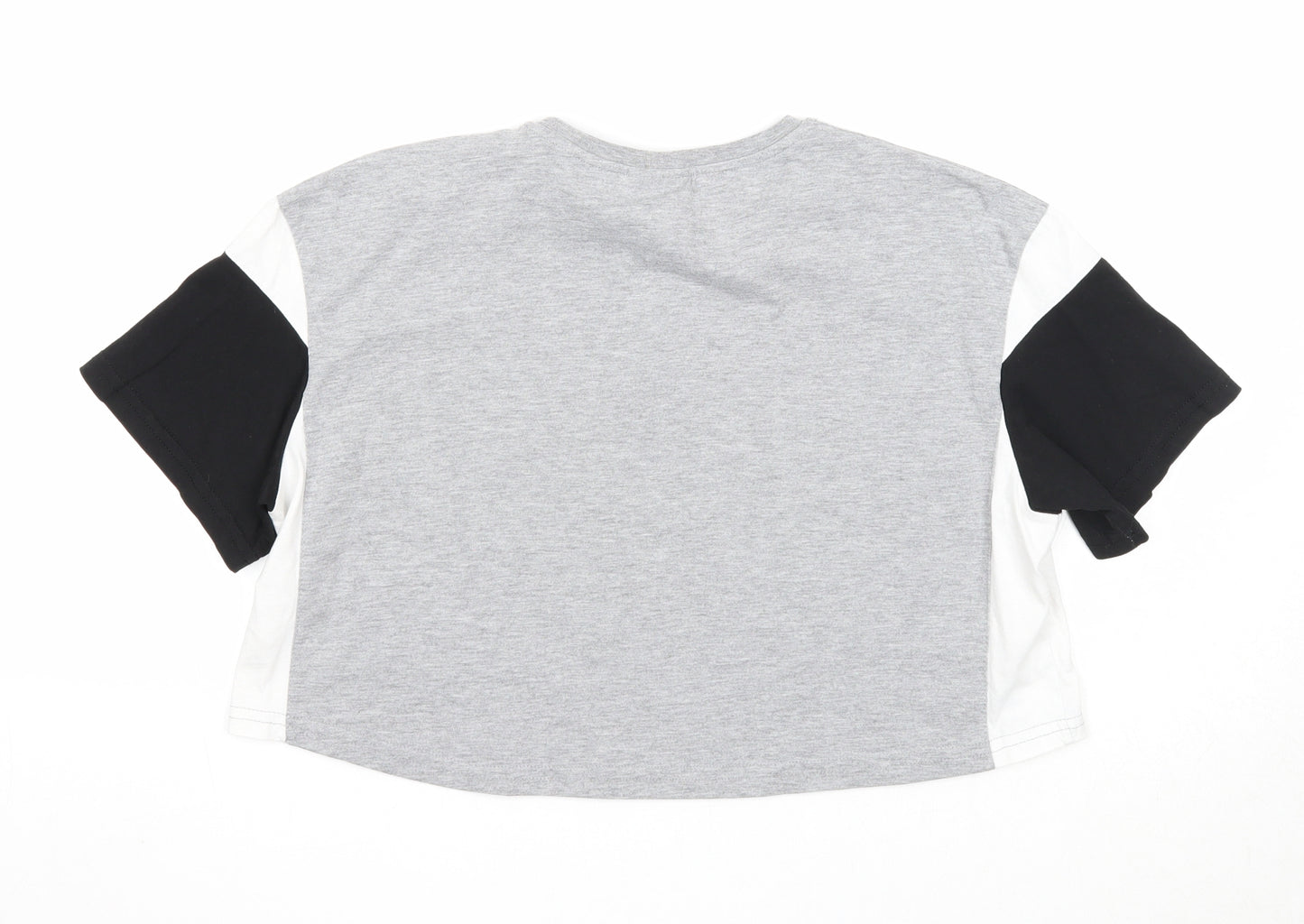 304 Womens Grey Cotton Basic T-Shirt Size S Round Neck
