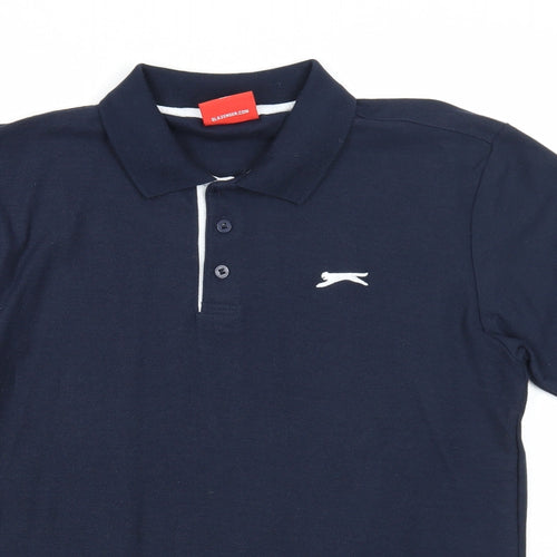 Slazenger Mens Blue Polyester Polo Size M Collared Button