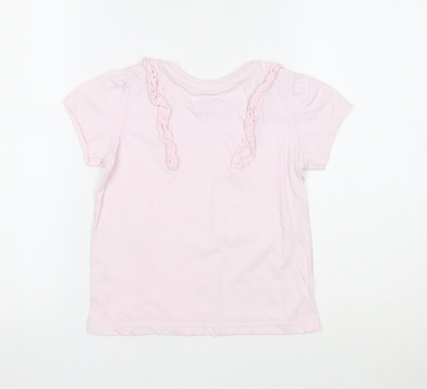Primark Girls Pink Cotton Basic T-Shirt Size 6-7 Years Round Neck Pullover
