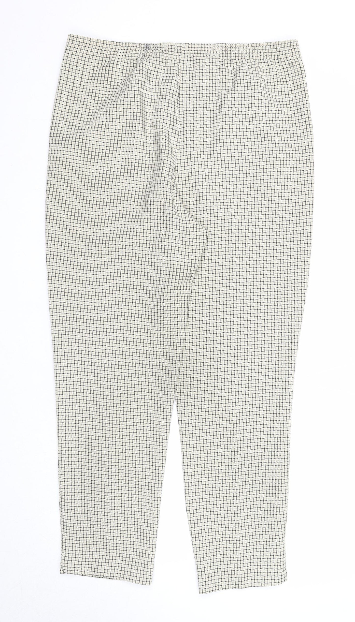 Preworn Womens Beige Check Polyester Trousers Size 12 Regular
