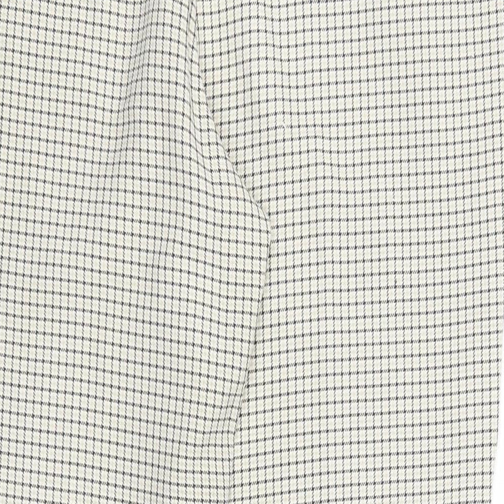 Preworn Womens Beige Check Polyester Trousers Size 12 Regular