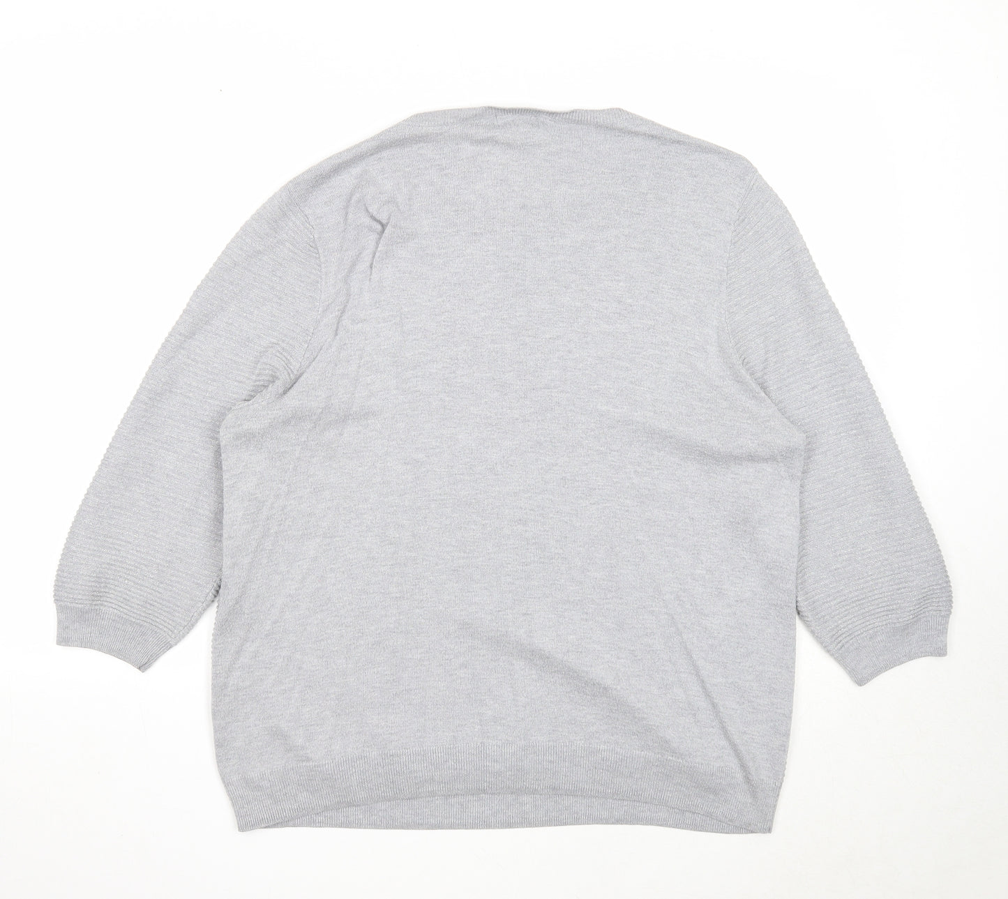 F&F Womens Grey Boat Neck Acrylic Pullover Jumper Size 22