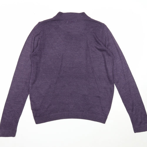 EWM Womens Purple Mock Neck Acrylic Pullover Jumper Size 10