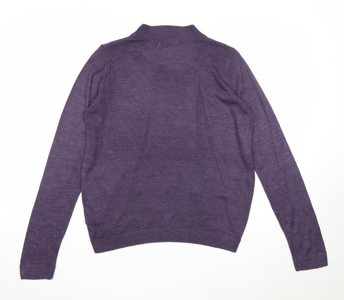EWM Womens Purple Mock Neck Acrylic Pullover Jumper Size 10