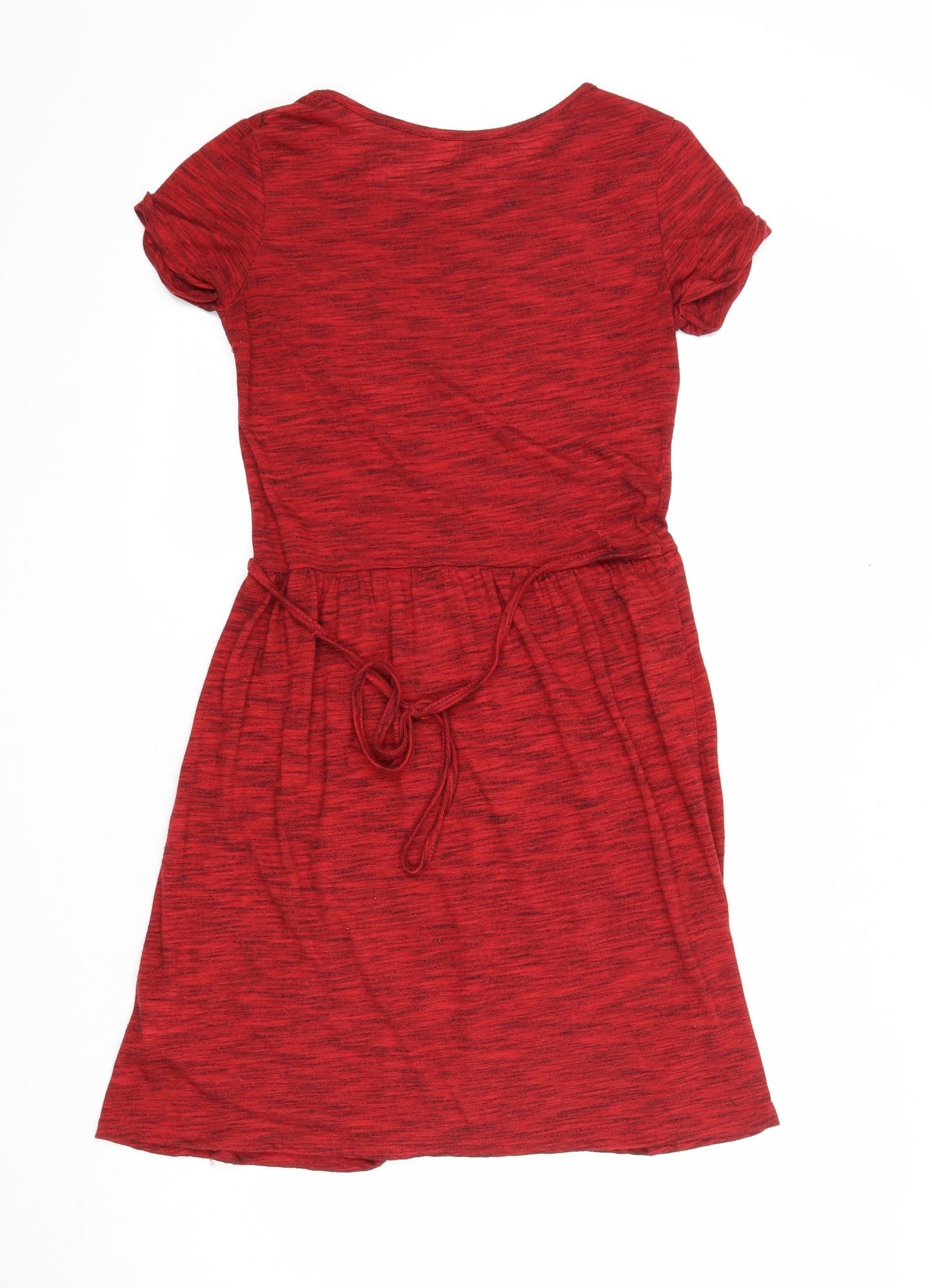 New Look Womens Red Geometric Polyester A-Line Size 6 Round Neck Pullover