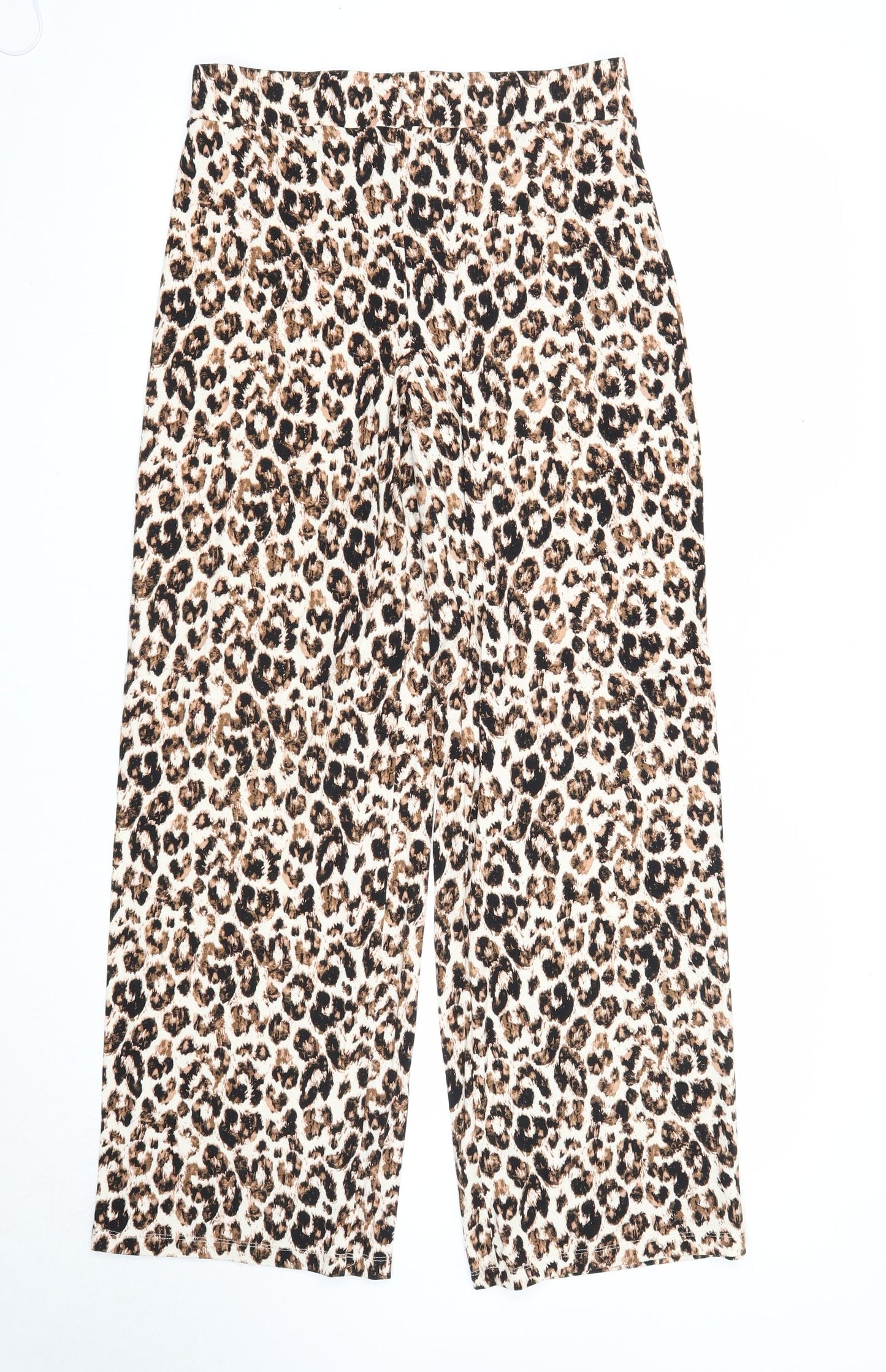 F&F Womens Beige Animal Print Viscose Trousers Size 10 Regular - Leopard Print