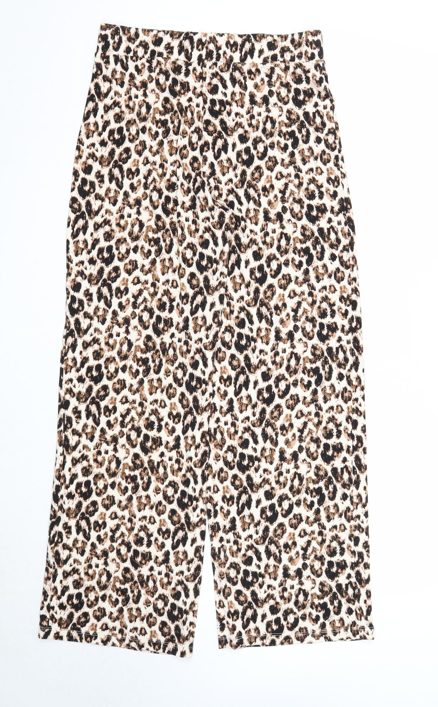 F&F Womens Beige Animal Print Viscose Trousers Size 10 Regular - Leopard Print