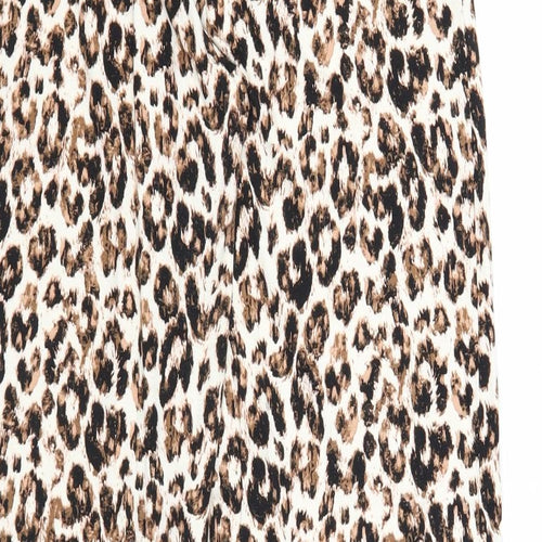 F&F Womens Beige Animal Print Viscose Trousers Size 10 Regular - Leopard Print