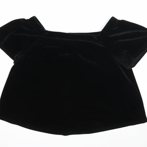 New Look Womens Black Polyester Basic Blouse Size 8 Square Neck