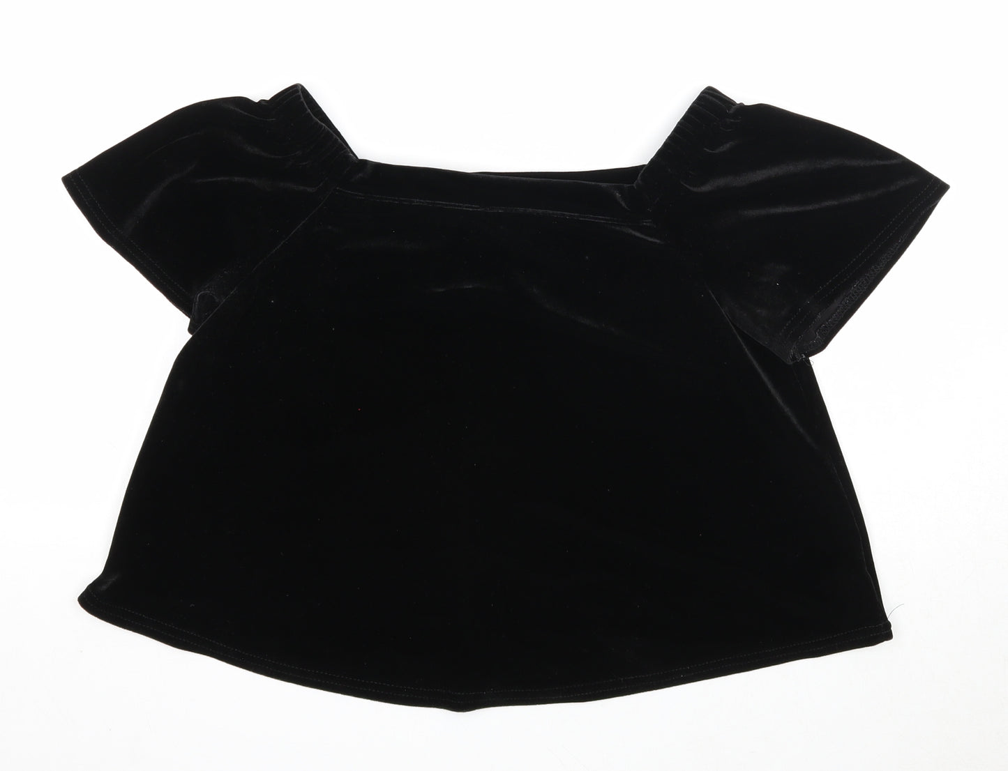 New Look Womens Black Polyester Basic Blouse Size 8 Square Neck