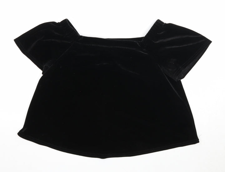 New Look Womens Black Polyester Basic Blouse Size 8 Square Neck