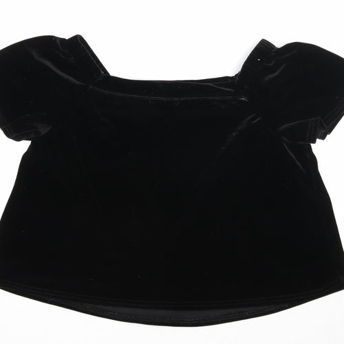 New Look Womens Black Polyester Basic Blouse Size 8 Square Neck