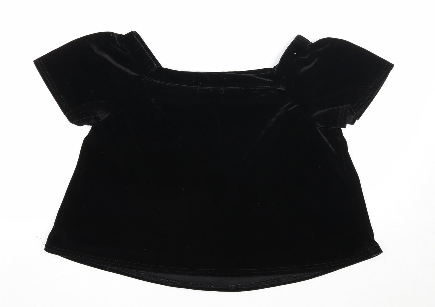 New Look Womens Black Polyester Basic Blouse Size 8 Square Neck