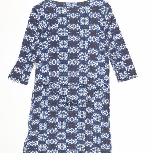 River Island Womens Blue Geometric Viscose A-Line Size 8 Round Neck Pullover