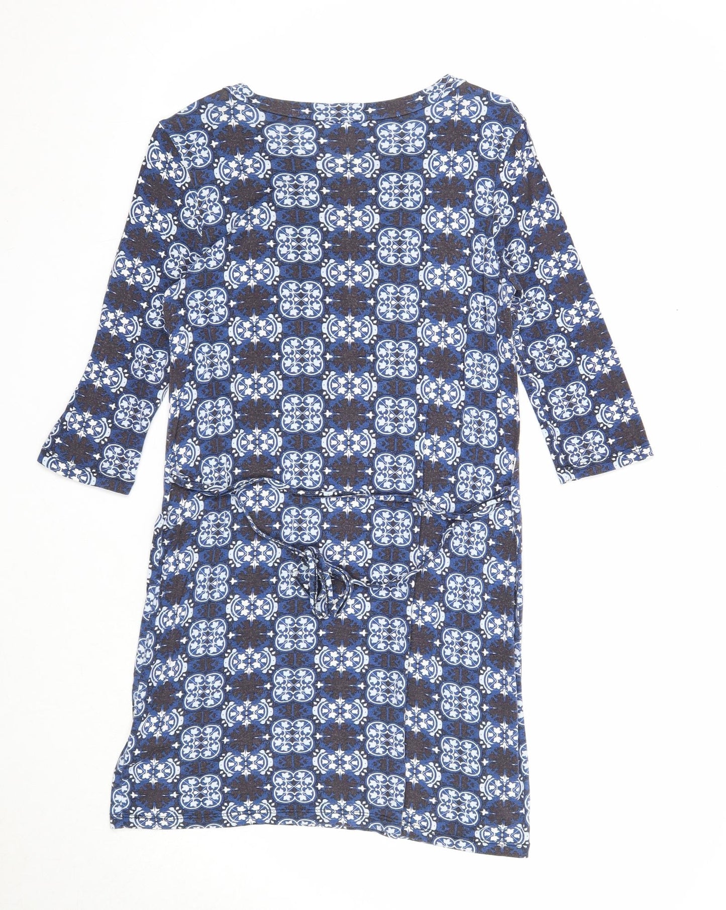 River Island Womens Blue Geometric Viscose A-Line Size 8 Round Neck Pullover