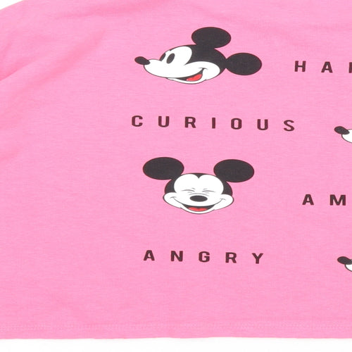 George Girls Pink Cotton Pullover Sweatshirt Size 12-13 Years Pullover - Mickey Mouse, Cropped