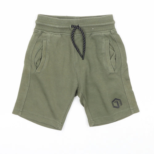 F&F Boys Green Cotton Sweat Shorts Size 4-5 Years Regular Drawstring