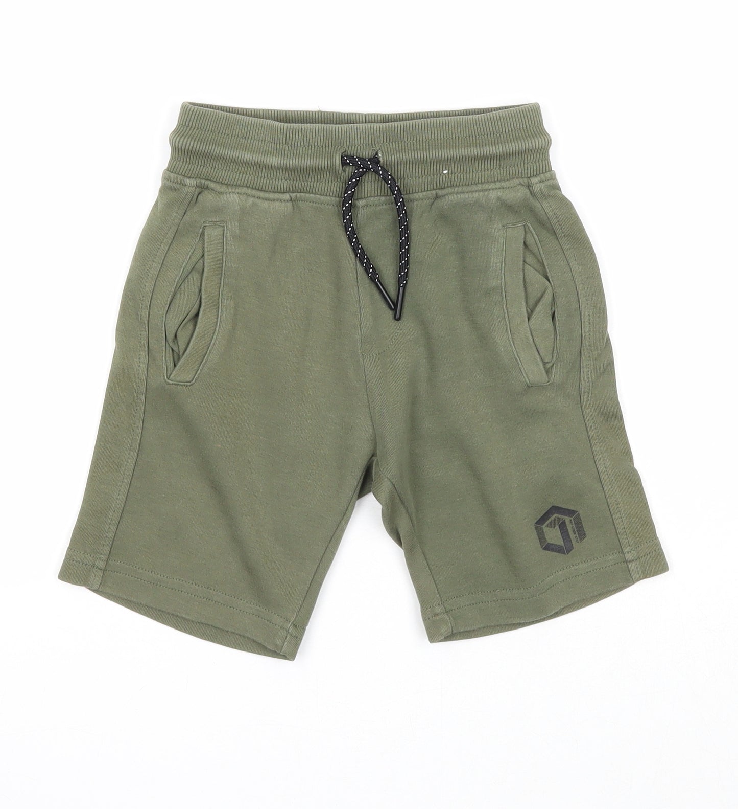 F&F Boys Green Cotton Sweat Shorts Size 4-5 Years Regular Drawstring