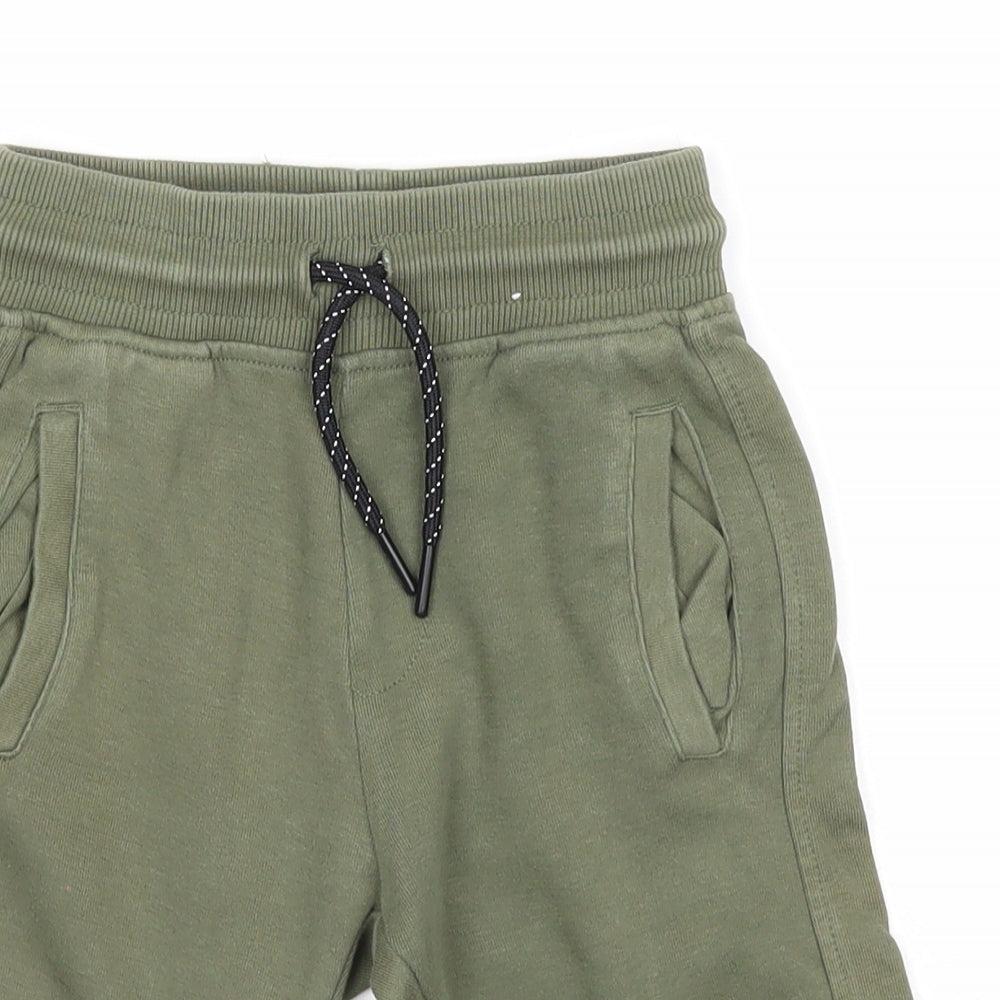F&F Boys Green Cotton Sweat Shorts Size 4-5 Years Regular Drawstring