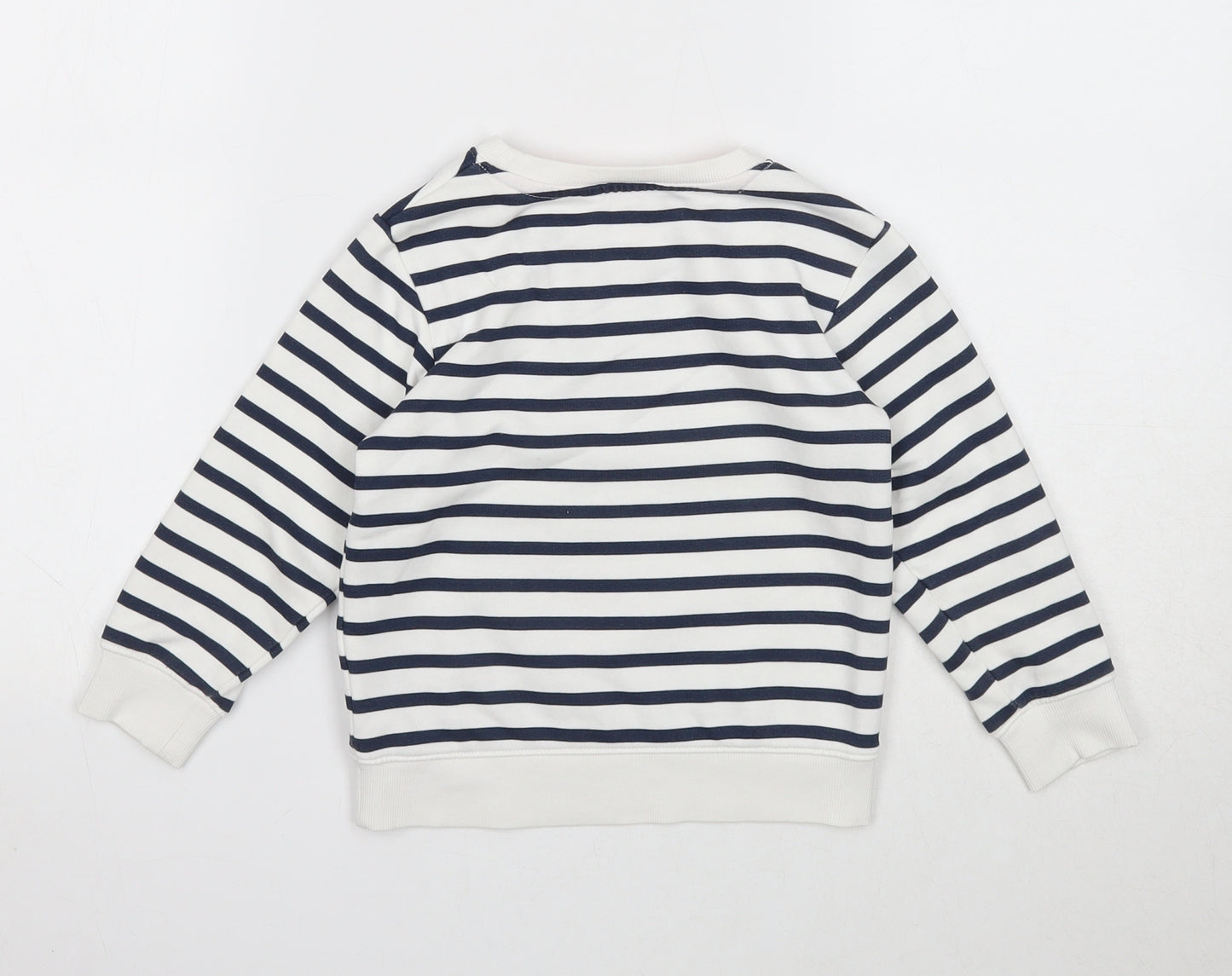 H&M Girls White Striped Cotton Pullover Sweatshirt Size 3-4 Years Pullover - New York