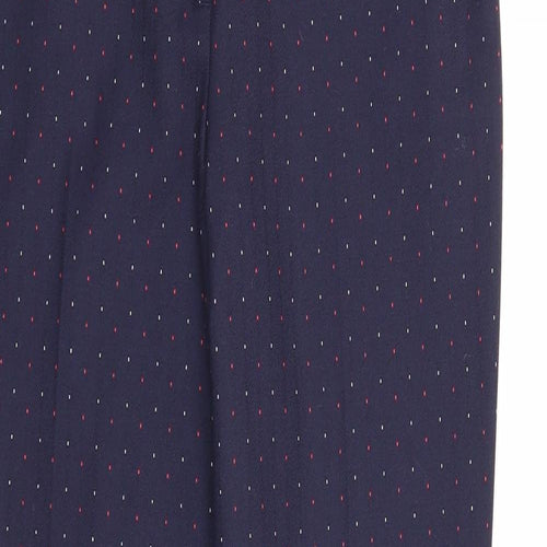 Marks and Spencer Womens Blue Geometric Polyester Chino Trousers Size 10 Slim Zip