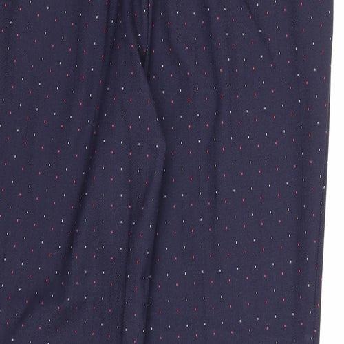 Marks and Spencer Womens Blue Geometric Polyester Chino Trousers Size 10 Slim Zip