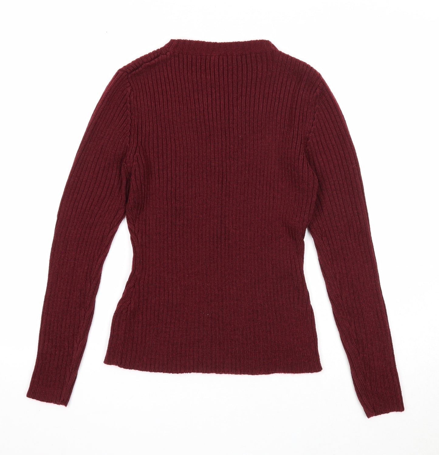 Folia Womens Purple Round Neck Acrylic Pullover Jumper Size M