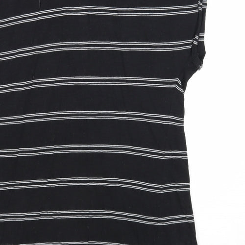 Papaya Womens Black Striped Cotton Basic Blouse Size 8 V-Neck