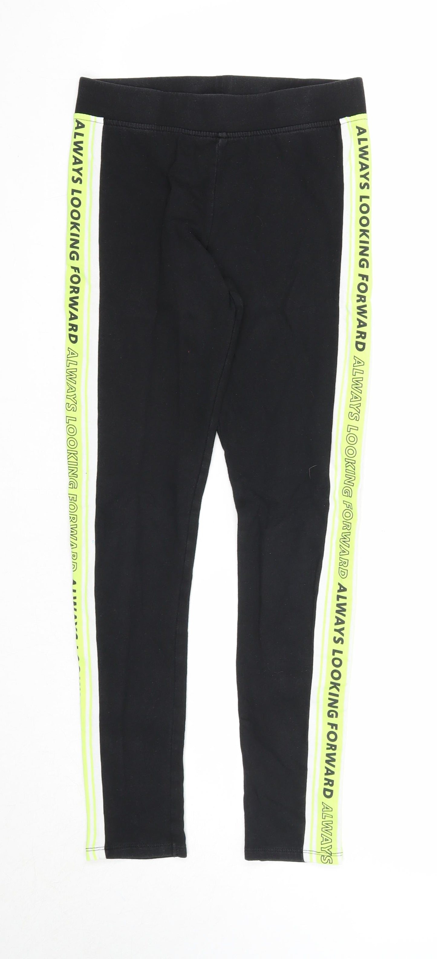 H&M Girls Black Cotton Jogger Trousers Size 11-12 Years Regular Pullover - Leggings