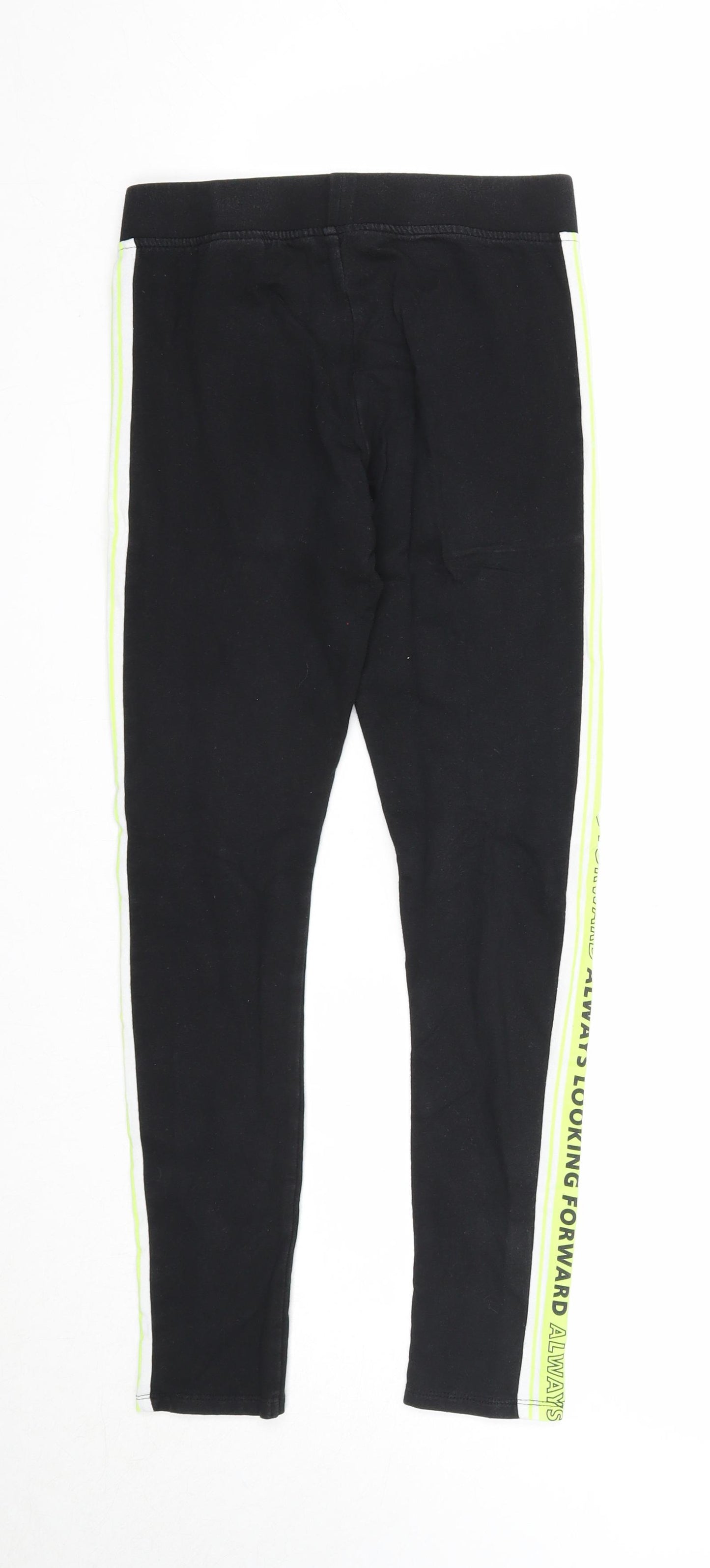 H&M Girls Black Cotton Jogger Trousers Size 11-12 Years Regular Pullover - Leggings