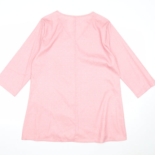 Preworn Womens Pink Polyester Basic Blouse Size M V-Neck