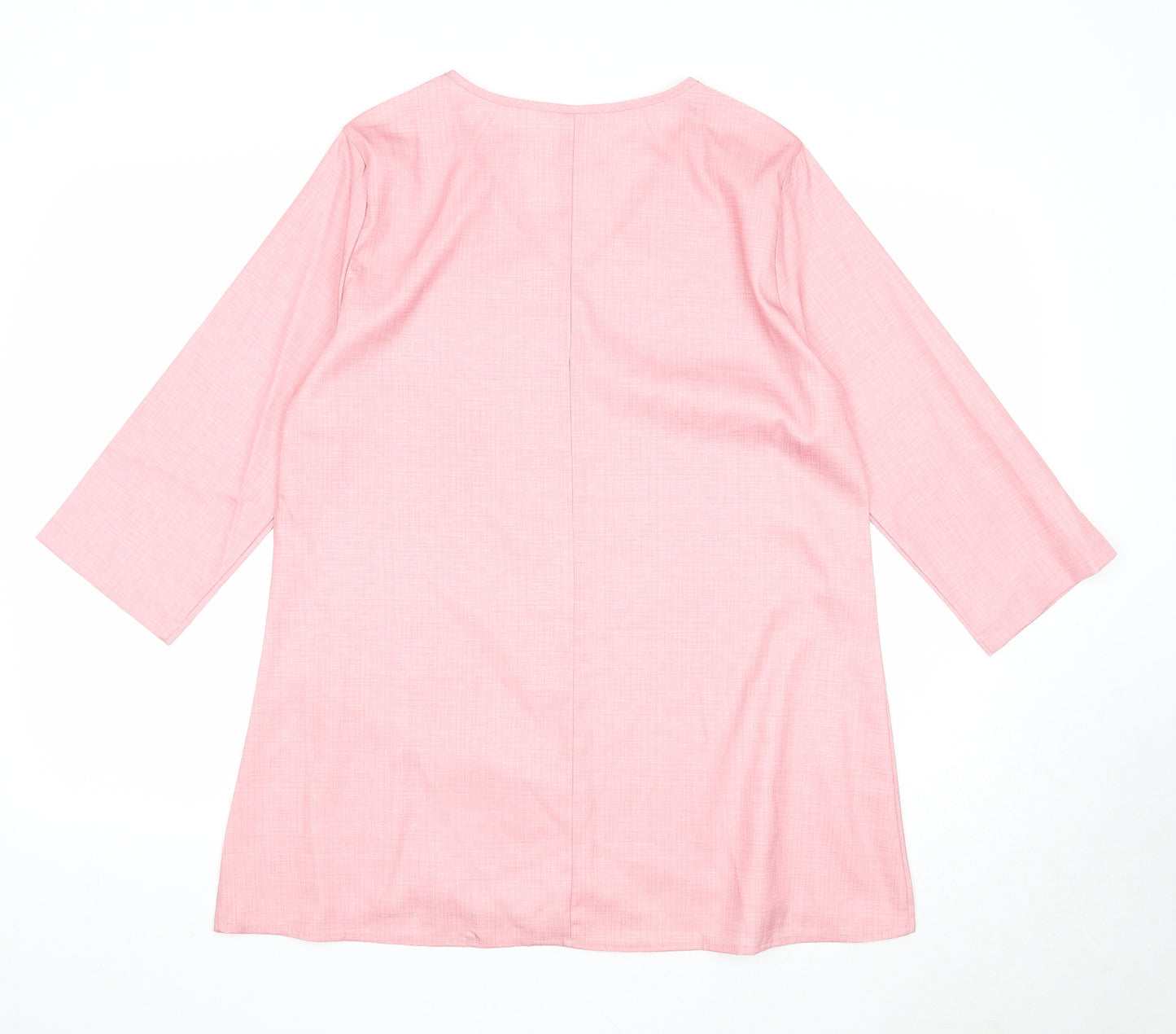 Preworn Womens Pink Polyester Basic Blouse Size M V-Neck