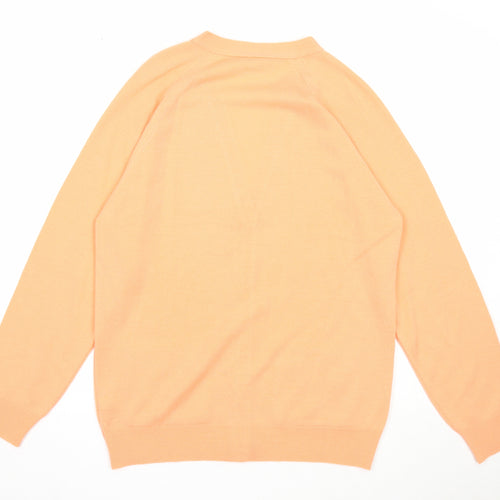 Janique Womens Orange V-Neck Acrylic Cardigan Jumper Size S