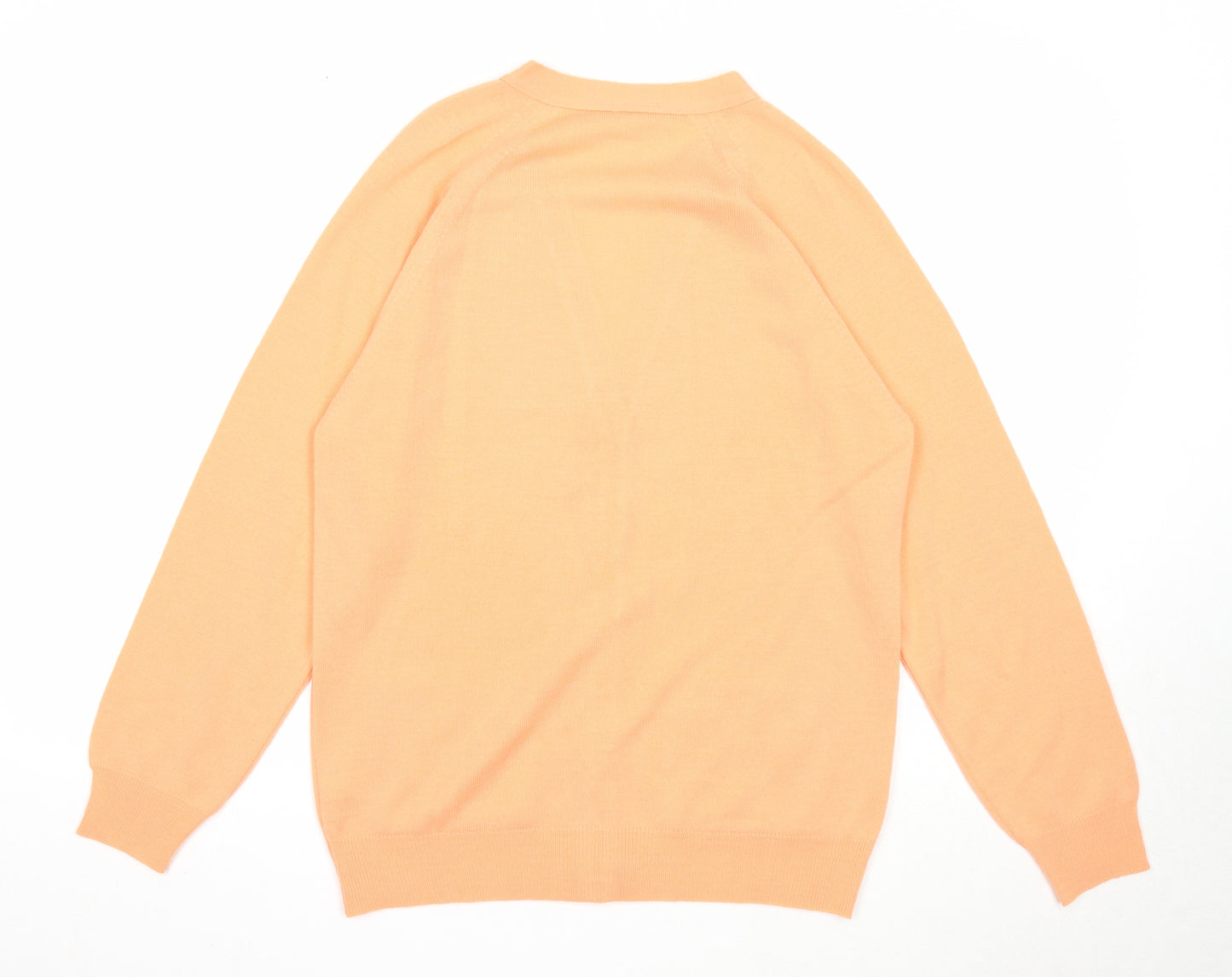 Janique Womens Orange V-Neck Acrylic Cardigan Jumper Size S