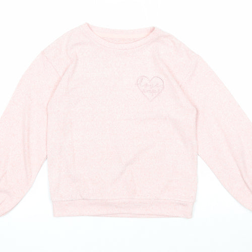 F&F Girls Pink Polyester Pullover Sweatshirt Size 7-8 Years Pullover - Love