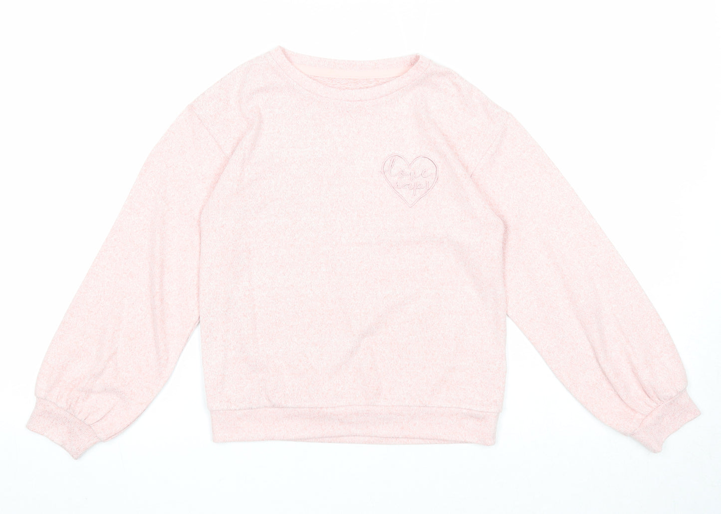 F&F Girls Pink Polyester Pullover Sweatshirt Size 7-8 Years Pullover - Love