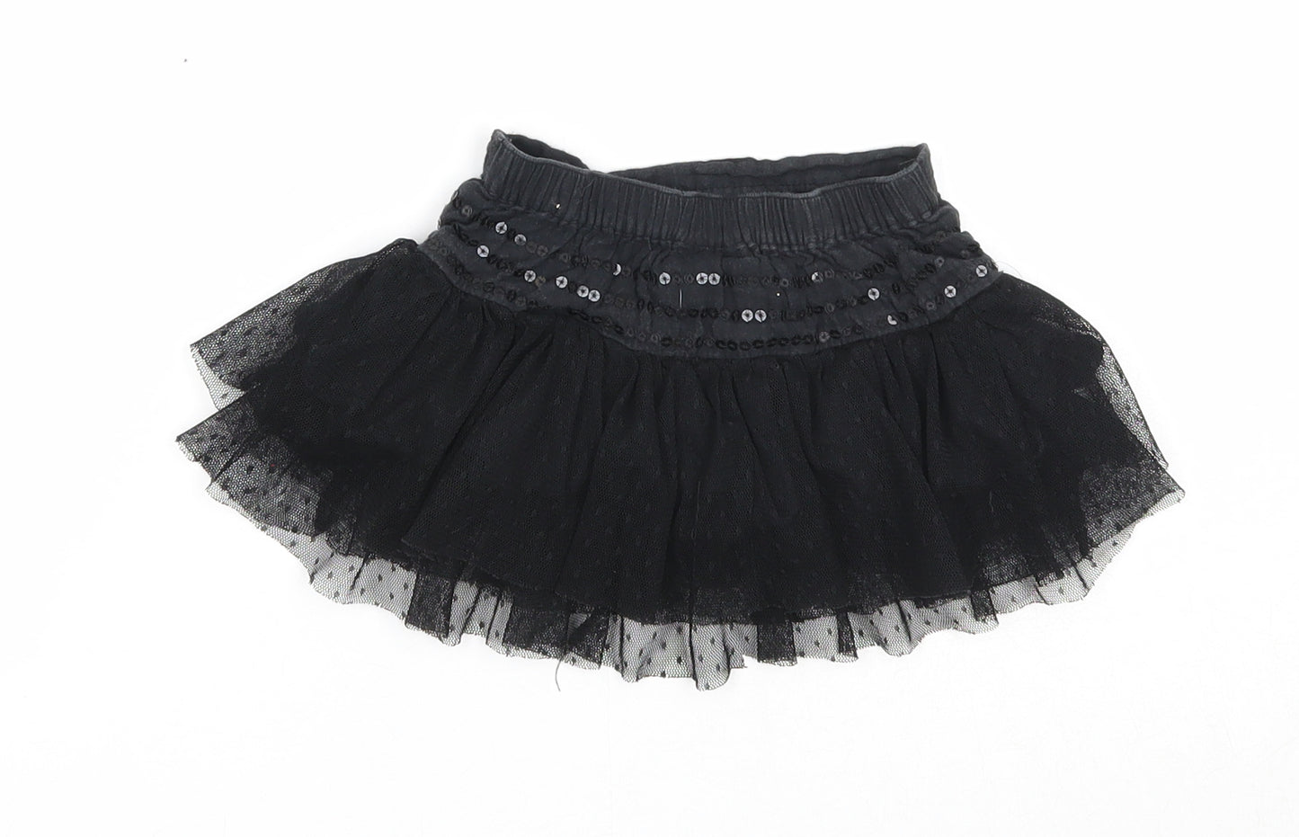 Cherokee Girls Black Polyester Tutu Skirt Size 6-9 Months Pull On