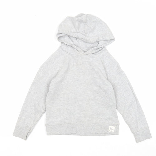 Preworn Girls Grey Cotton Pullover Hoodie Size 6 Years Pullover