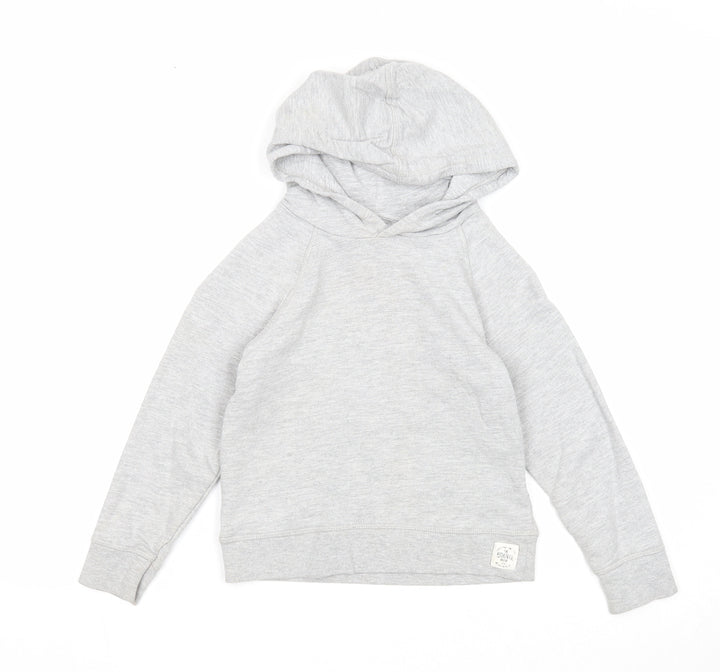Preworn Girls Grey Cotton Pullover Hoodie Size 6 Years Pullover