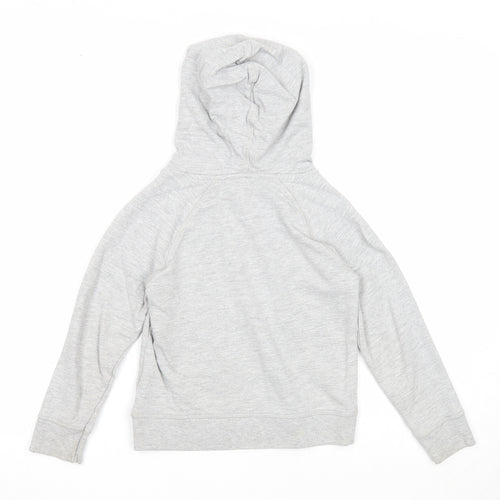Preworn Girls Grey Cotton Pullover Hoodie Size 6 Years Pullover