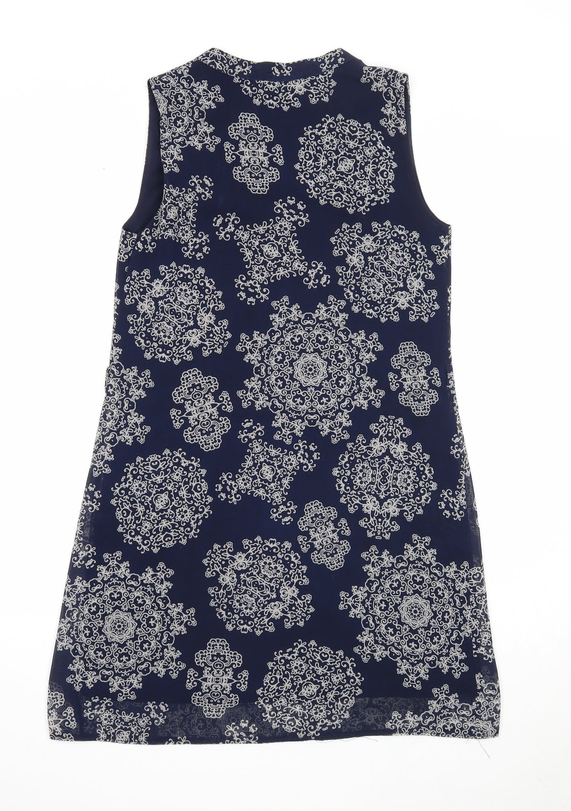 Atmosphere Womens Blue Geometric Polyester A-Line Size 6 V-Neck Pullover