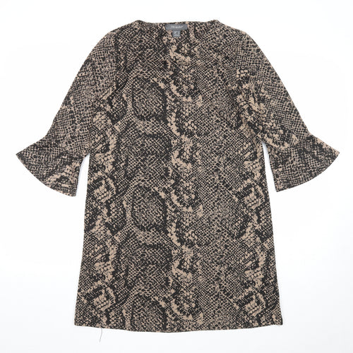 Primark Womens Beige Geometric Polyester A-Line Size 10 Round Neck Pullover - Snake Print