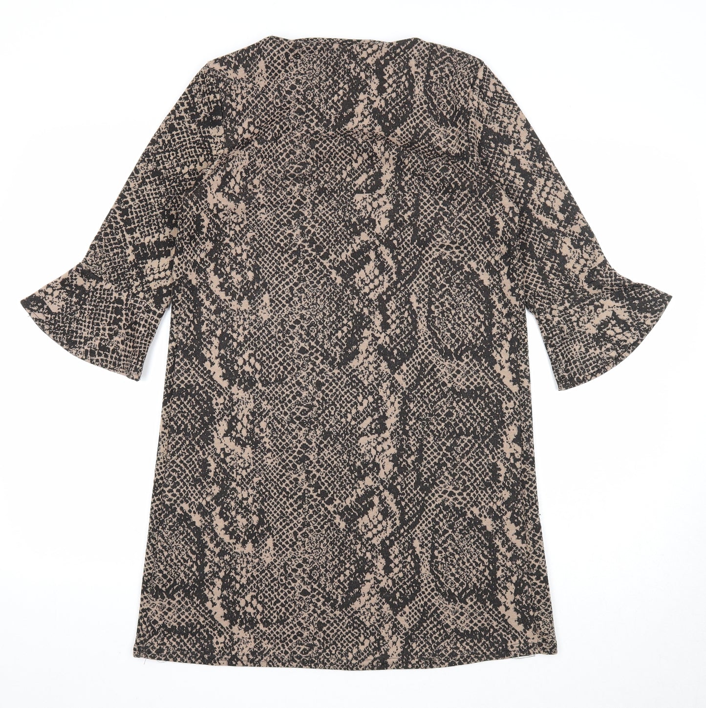 Primark Womens Beige Geometric Polyester A-Line Size 10 Round Neck Pullover - Snake Print