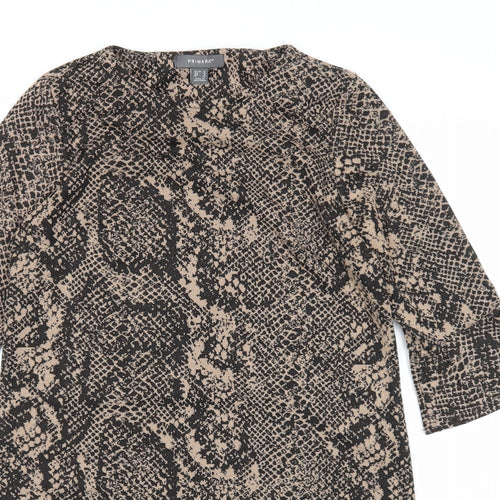 Primark Womens Beige Geometric Polyester A-Line Size 10 Round Neck Pullover - Snake Print