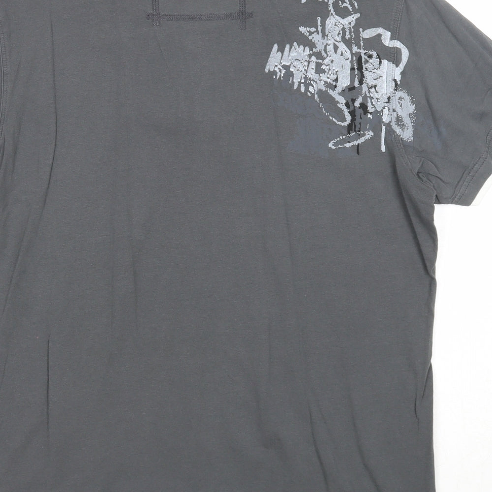 Red Herring Mens Grey Cotton Polo Size L Collared Button