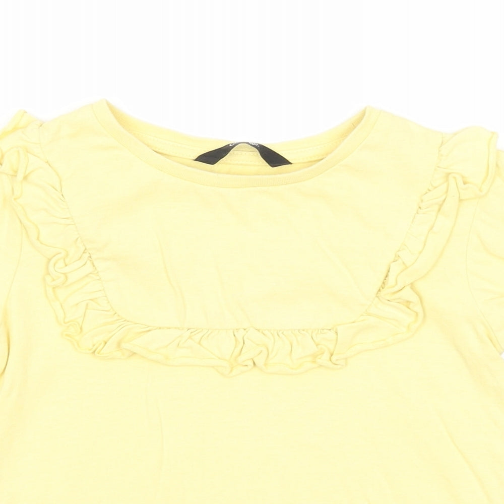 George Girls Yellow Cotton Basic T-Shirt Size 4-5 Years Round Neck Pullover