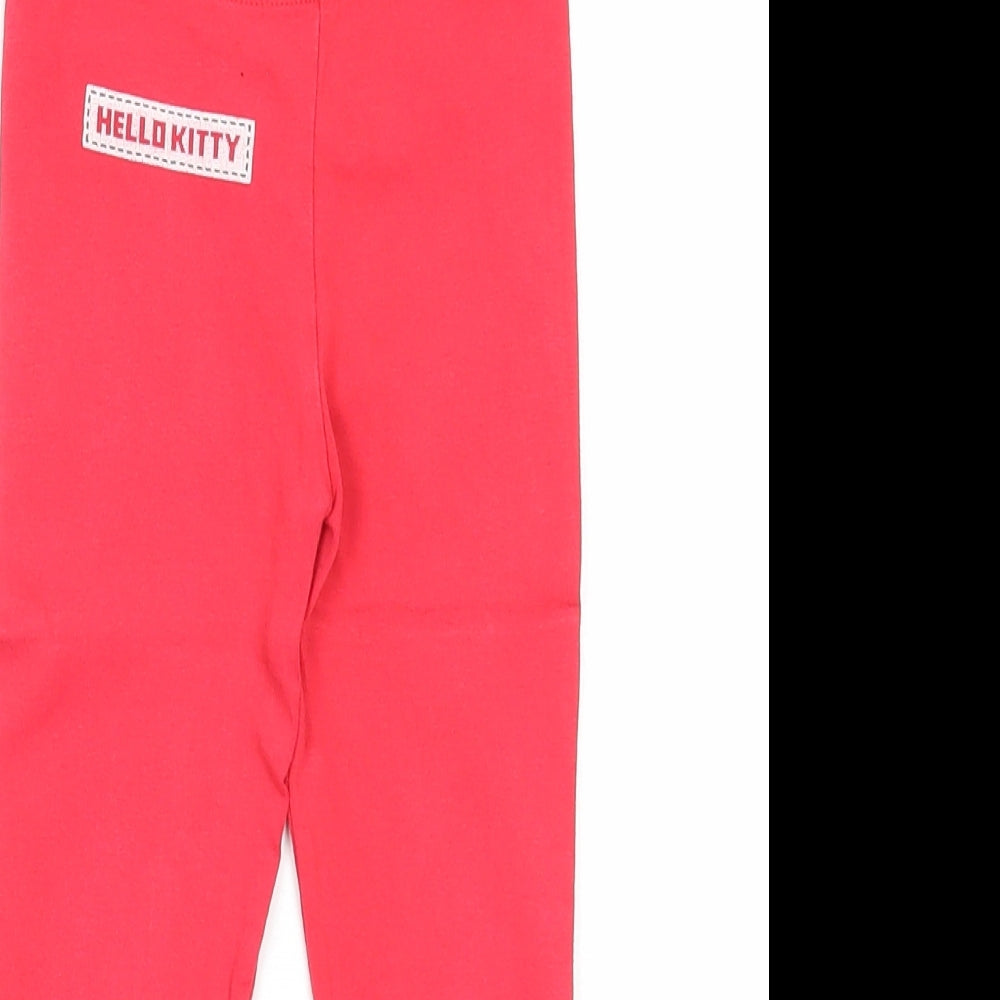 Hello Kitty Girls Red Cotton Jogger Trousers Size 4-5 Years Regular Pullover - Hello Kitty Leggings