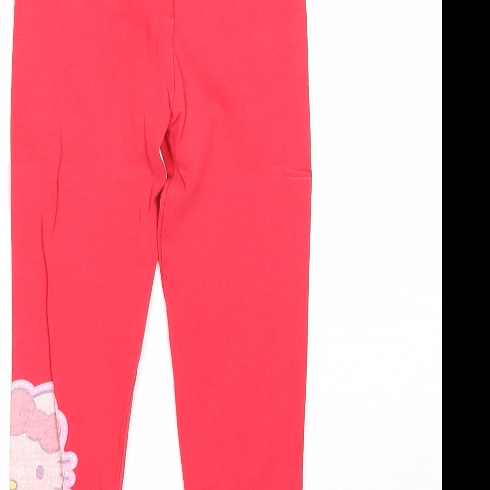 Hello Kitty Girls Red Cotton Jogger Trousers Size 4-5 Years Regular Pullover - Hello Kitty Leggings