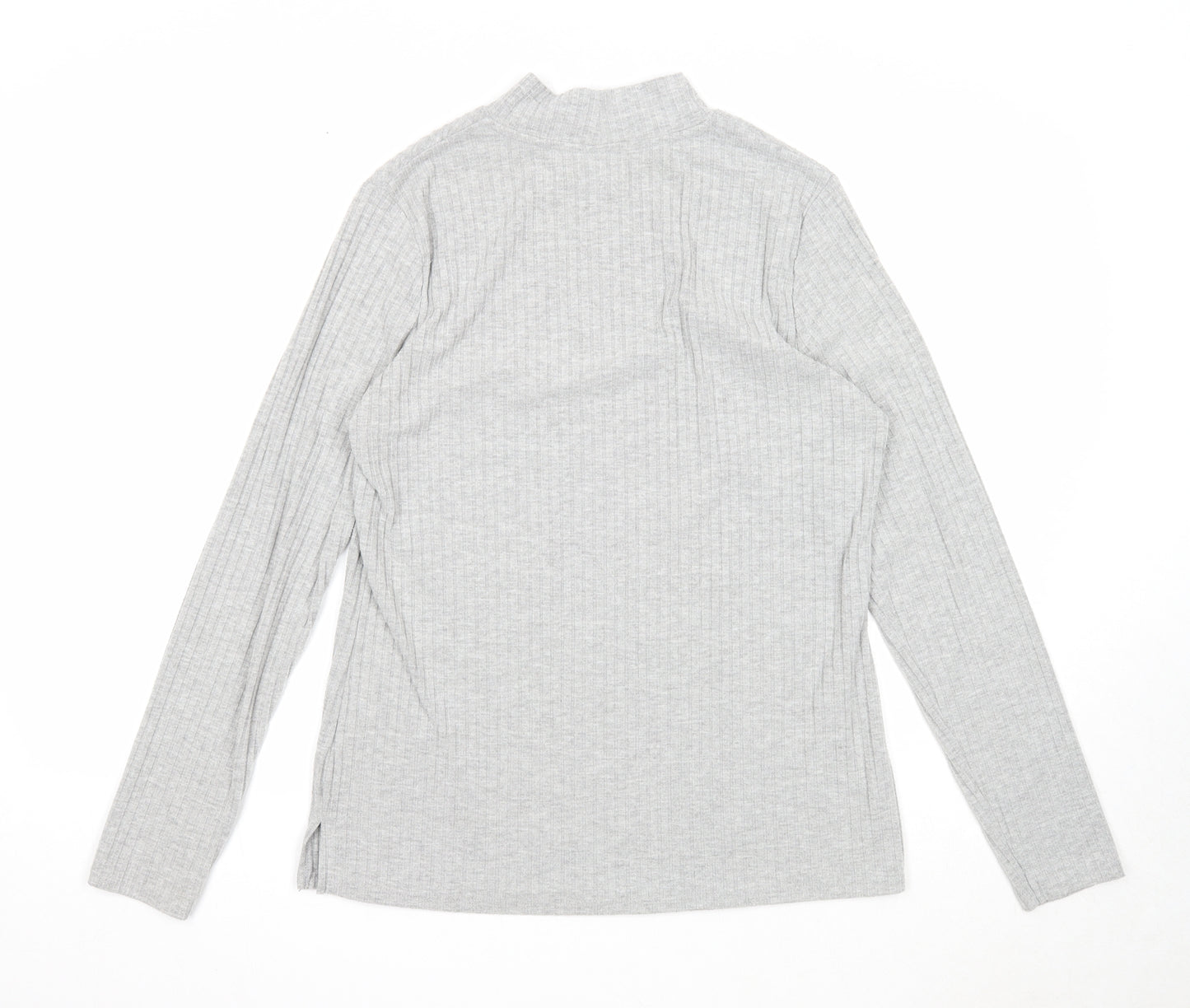 Papaya Womens Grey Mock Neck Polyester Pullover Jumper Size 14