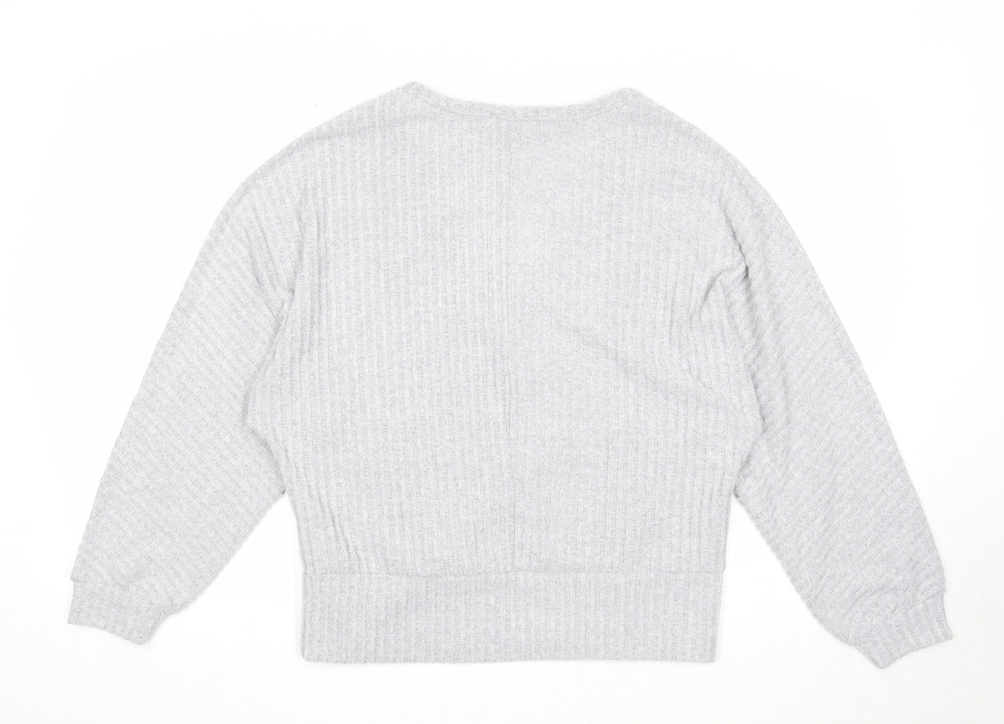 New Look Womens Grey V-Neck Polyester Pullover Jumper Size L